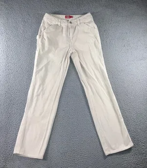 Dickies Corduroy Carpenter Pants Womens 1 25 Cream Skater Utility Fit 28x29.5 thumbnail 1
