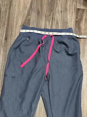 Figs Blue Jogger Scrub Pants with Pink Drawstring thumbnail 5