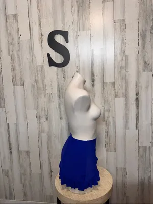 SheIn Ruffle Wrap Swim Skirt Bikini Cover Up Womens Small Royal Cobalt Blue thumbnail 3