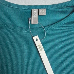 ASOS 36Y NWT Teal Ribbed Knit Maxi Dress Flared Lettuce Hem Sleeve Long Sleeve S thumbnail 3