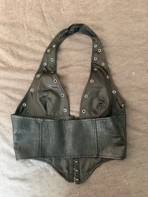 Princess Polly Black Leather Halter Top thumbnail 4