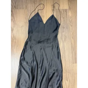 Zara 50th Anniversary Black Satin Maxi Dress Gown Low Back Luxury Formal Runway thumbnail 6