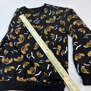 Disney Stitch Black Pumpkin Jack o lantern Bat Sweatshirt Halloween M(7-9) thumbnail 14