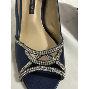 Caparros Blue Satin Shoes Women 5.5B Rhinestones Hells Formal Fashion thumbnail 12