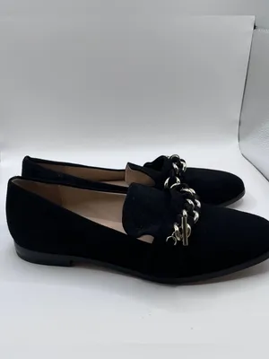 Karl Lagerfeld Paris Lynette Women's Black Suede Chain Loafer Flats Shoes 8.5M thumbnail 4