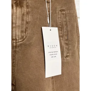 RISEN Cocoa Brown Cargo Pants Women's Size 3/26 High Rise Wide Leg Jeans thumbnail 3