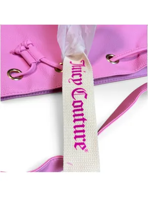 Juicy Viva La Juicy Gold Couture Bucket Bag with Guitar Strap, NWT Pink/White thumbnail 4
