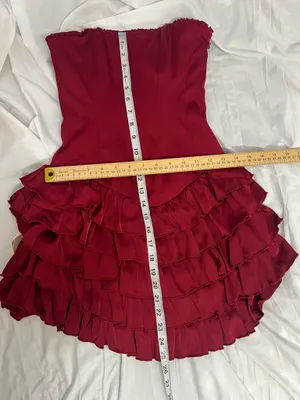 NWT Oh Polly Juliet Bandeau Ruffled Tiered Corset Mini Dress Berry Red Size 0 thumbnail 9