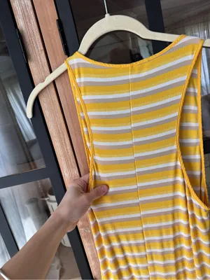 Zara maxi dress ribbed Striped Sleeveless Tank scoop neck knit beach stretchy thumbnail 8