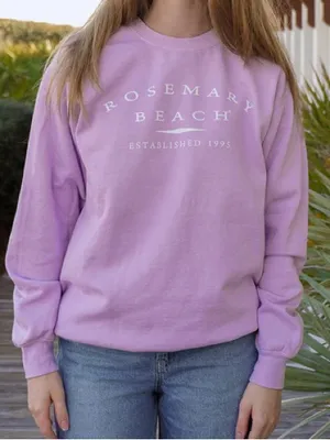 Comfort Colors Lavender 'Rosemary Beach' Crewneck Sweatshirt thumbnail 1