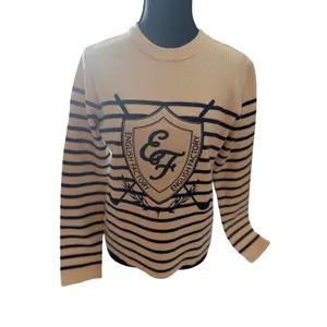 English Factory Golf Crest Sweater Cream Navy Striped Preppy Golfcore Small thumbnail 5