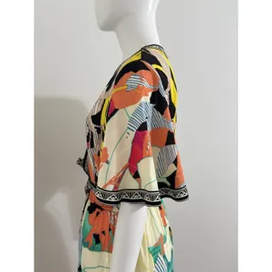 Flying Tomato Tropical Floral High Low Hem Midi Dress Plunge Neckline Size M thumbnail 7