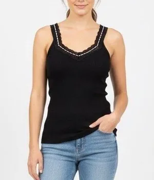 Intimately Free People Only You Tank Top Womens XS Black Round Neck Wide Strap thumbnail 1