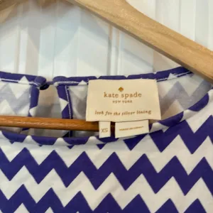 Kate Spade Blue And‎ White Chevron Dress XS thumbnail 7