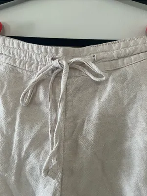 Beige Linen Blend Pull On Shorts Medium Euro Summer Coastal Resort Neutral thumbnail 2