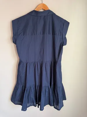 VERONICA BEARD Trisha Tiered Button-Front Mini Shirtdress Medium thumbnail 3