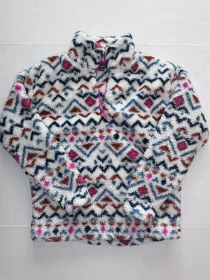 Eddie Bauer Plush Sherpa Fleece Quarter Zip Pullover - Medium - Geometric Print thumbnail 1