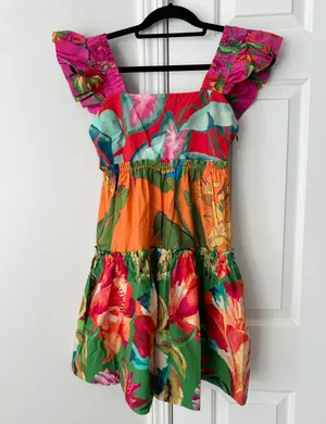 Foliage Mix Cotton Mini Dress, Size XS thumbnail 6