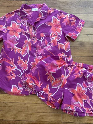 SAATVIK Floral Fuschia Pajama Set Size Medium thumbnail 1