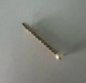 Gold hair pin with pearl and rhinestones #glamour #party #hairaccessories thumbnail 2