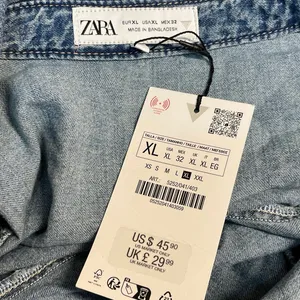 NEW Zara Blue Long Sleeve Collar Tie Knot Denim Jean Jacket Shirt Top Size XL thumbnail 4