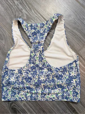 aerie Floral Print Racerback lined Crop Top Sports bra floral print EUC thumbnail 4