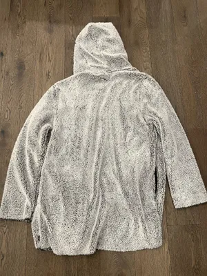Victoria’s Secret VS PINK frosted gray sherpa fuzzy cozy hoodie open cardigan thumbnail 2