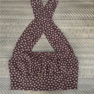 These Three Boutique Elegant Brown Polka Dot Halter Top thumbnail 1