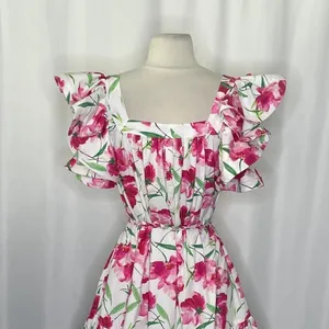 MISA Los Angeles Selma Floral Dress Ruffled A-Line Mini White Pink X-Small thumbnail 3