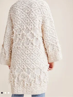 Akemi + Kin Anthropologie Textured Fringe‎ Blanket Cardigan OS thumbnail 4
