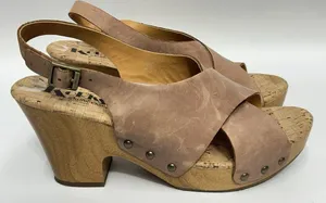 Korks KORK-EASE Platform Block Heel Leather Upper Wedge Sandal 9/40.5 Nude Tan thumbnail 1