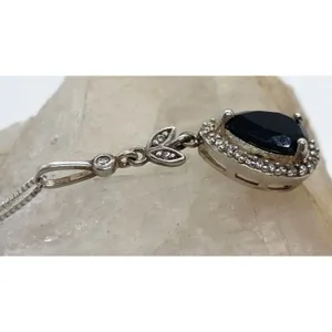 Vintage RJ Cubic Zirconia CZ Sterling‎ 925 Silver Pendant 18'' Chain Necklace 3g thumbnail 4