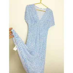 Mango Poma Floral Midi Dress Size Medium Blue Cottage Coquette Chic Jersey thumbnail 12