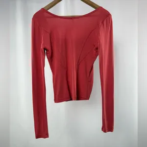 NWT Free People Long Sleeve Lace Trim Blouse‎ in Rose Size Small thumbnail 6