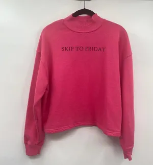 Zara Sweatshirt Skip To Friday Hot Pink Mock Neck Long Sleeve Womens Medium thumbnail 1