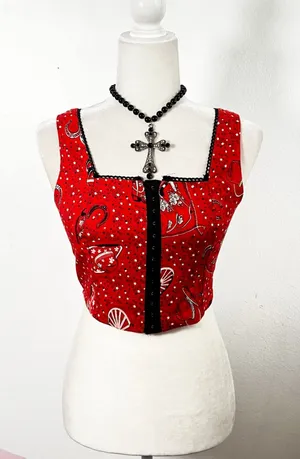 Western Cowgirl Corset Style Top Womens‎ Small Red Rodeo Festival thumbnail 1