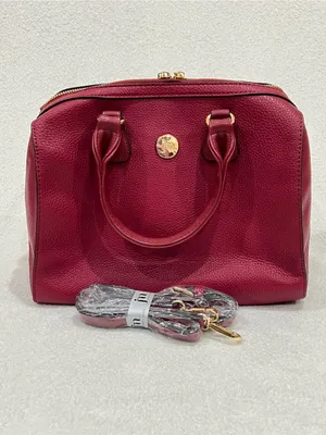 Jessica Moore Berry Red Pebbled Faux Leather Venture Satchel thumbnail 8