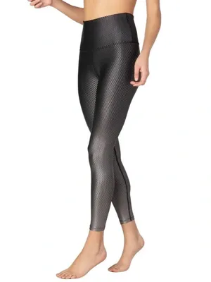 Beyond Yoga Spot On High Waisted Midi Leggings Size Medium Black Metallic Foil thumbnail 13