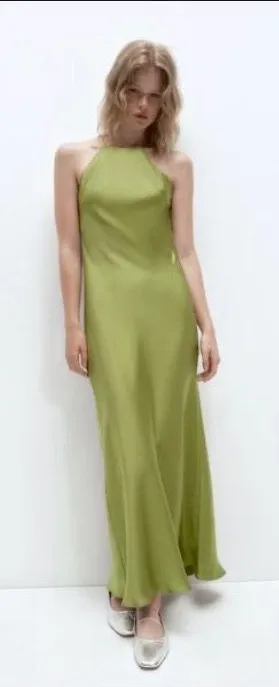 Zara Satin Halter Maxi Dress thumbnail 1