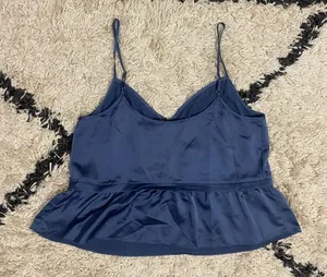 Abercrombie Navy Blue Satin Camisole Top NWT thumbnail 3