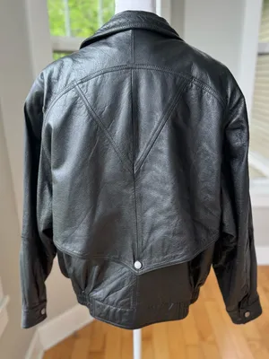 Vintage 80s 90s Wilson’s Leather Black Genuine Leather Bomber Jacket Sz Medium thumbnail 3