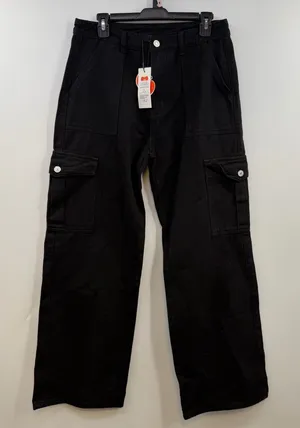 Cider Alessia Cargo Jeans L Black High Rise Wide Leg Y2K Utility NWT thumbnail 1