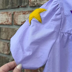 Bell Cher LSU Game Day Dress Stars Size Medium Boutique Purple Yellow Gold thumbnail 4