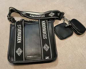 Steve Madden Crossbody Bag Womens Small Black Logo Strap Pouch Set Shoulder thumbnail 1