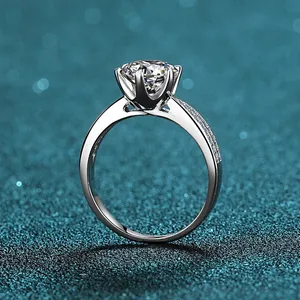 18K White Gold Plated 1 CT Cubic Zirconia CZ Diamond Wedding Ring thumbnail 3