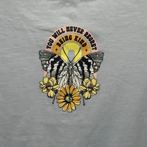 Simply Southern T-Shirt Women Kind Butterfly Flowers Medium Large Gray Oversized thumbnail 6