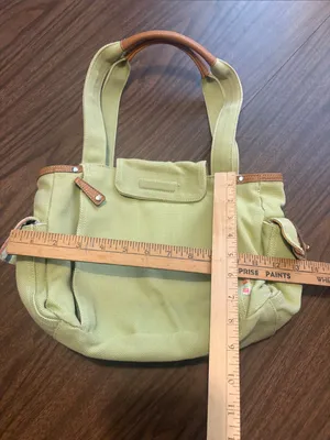 Fossil VINTAGE Canvas Tote Bag in Light Green with Leather Trim thumbnail 8