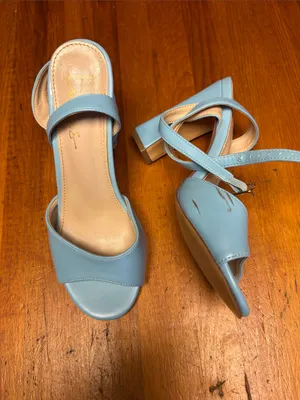 Lulu's Light Blue Open-Toe Slide Heels thumbnail 2