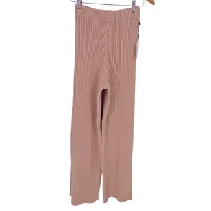 Sincerely Jules Ribbed Knit Pants Womens Large Pink Wide Leg Lounge Cozy NWT thumbnail 3
