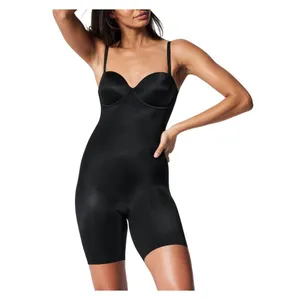 Spanx Womens Suit Your Fancy Strapless Cupped Mid-Thigh Bodysuit 10156R Black XS thumbnail 4